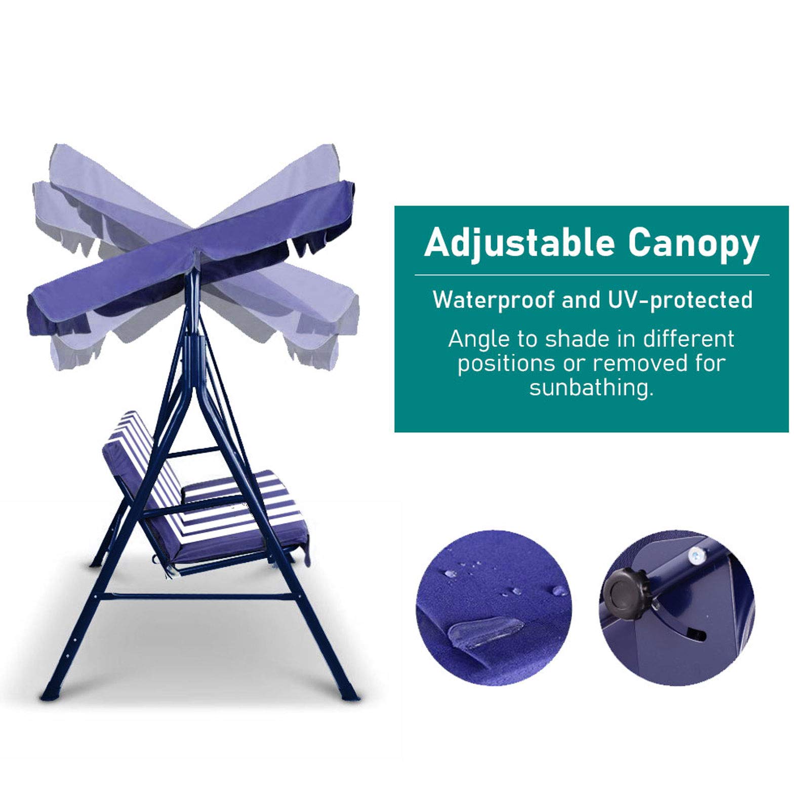 Garden Swing Seat Swing Chair 3 Seater Outdoor Patio Swing Chair w