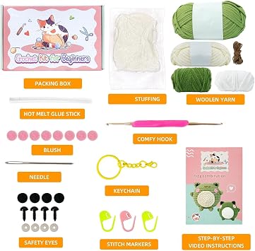 Crochet Kit Beginners, Crochet Hook Set, Complete Crochet Set, Yarn for Crochet, Complete Crochet Kit for Beginners Crochet Supplies for Amigurumi, 6.1x3.03x9.45in