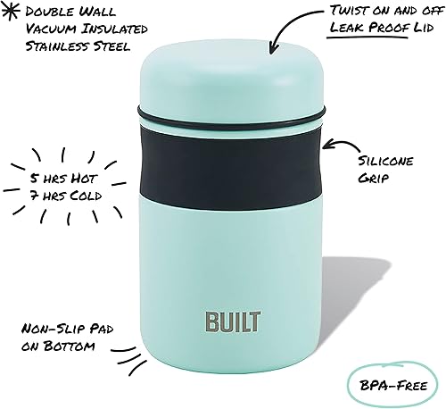 Miniatura 3 de BUILT Tarro de alimentos aislado al vacío de 16 onzas, doble pared, color negro
