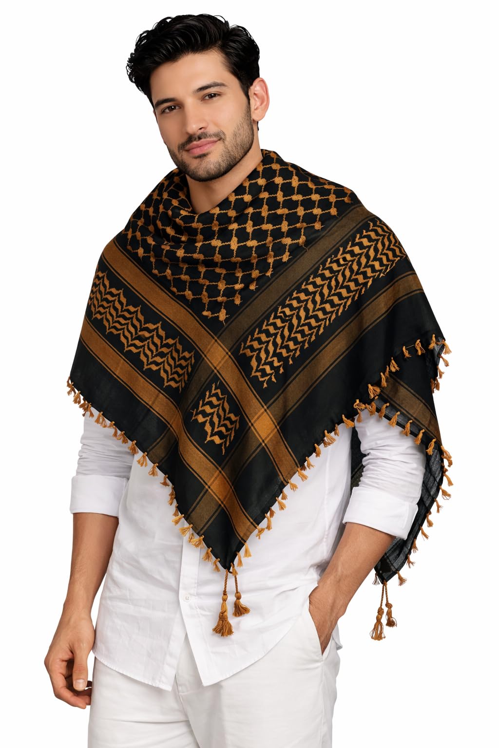 skhoza Men's Premium Cotton Desert Scarf Shemagh Arab Keffiyeh-picture-40
