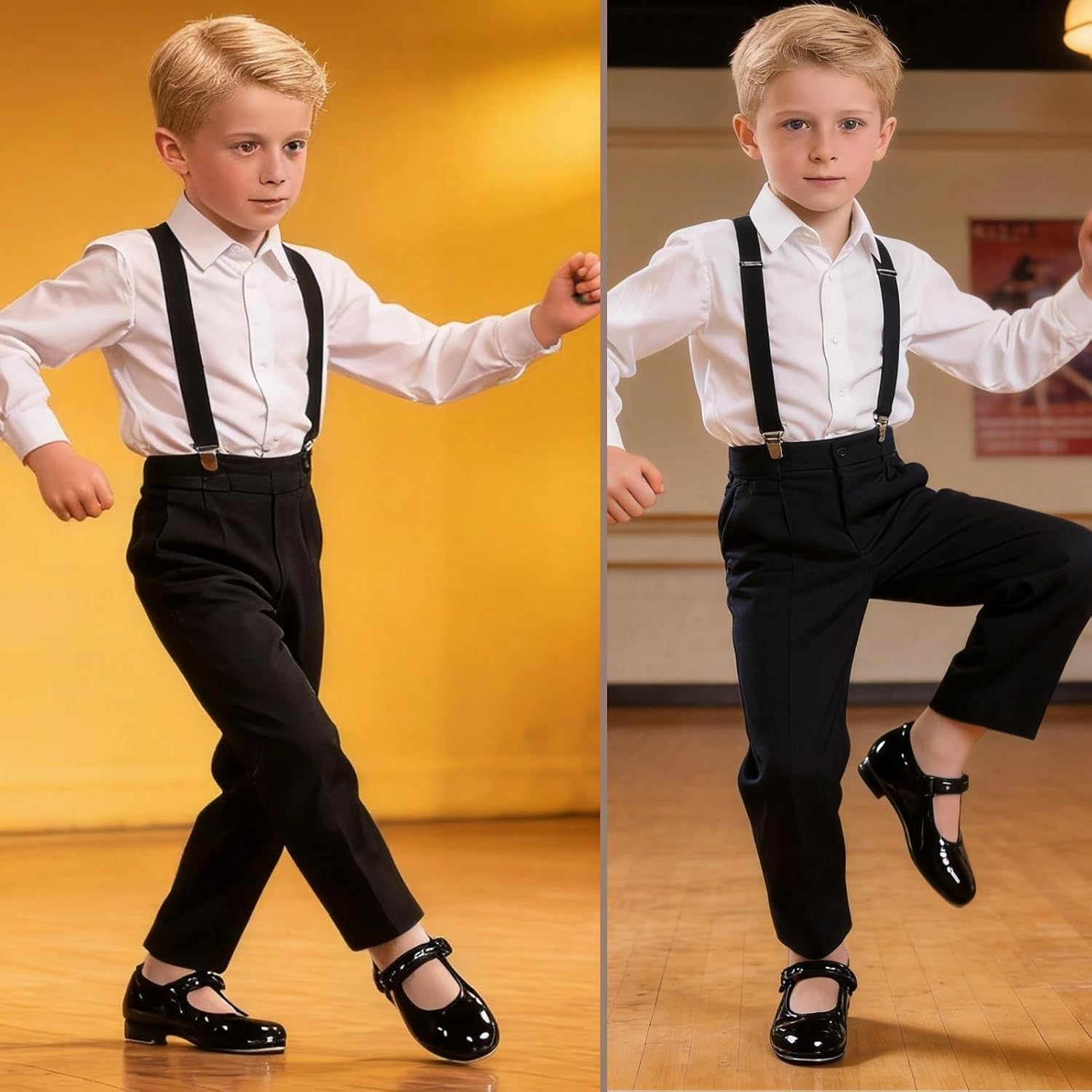 Tap Shoes for Girls Boys, Lace Up PU Leather Dance Shoes for Little Kid/Big Kid