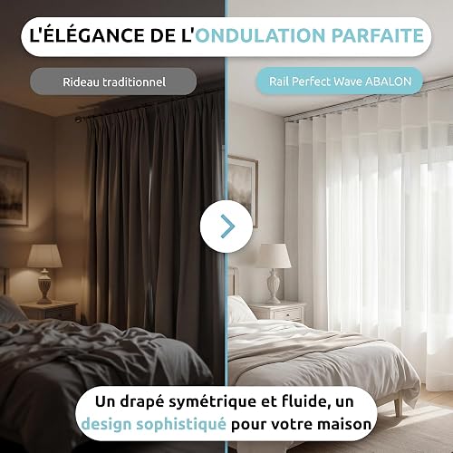 ABALON Rail à Rideaux Perfect Wave Motorisé, Moteur Wi-Fi Compatible avec Alexa, Google Home et l'application mobile Tuya Smart, Télécommande, Largeur jusqu'à 2 mètres, Blanc - 3
