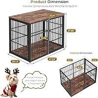 Vista 7 de Mueble de jaula para perros XXL de 48" con 3 puertas, jaula de madera combinada para mascotas, perrera resistente de interior para perros medianos a