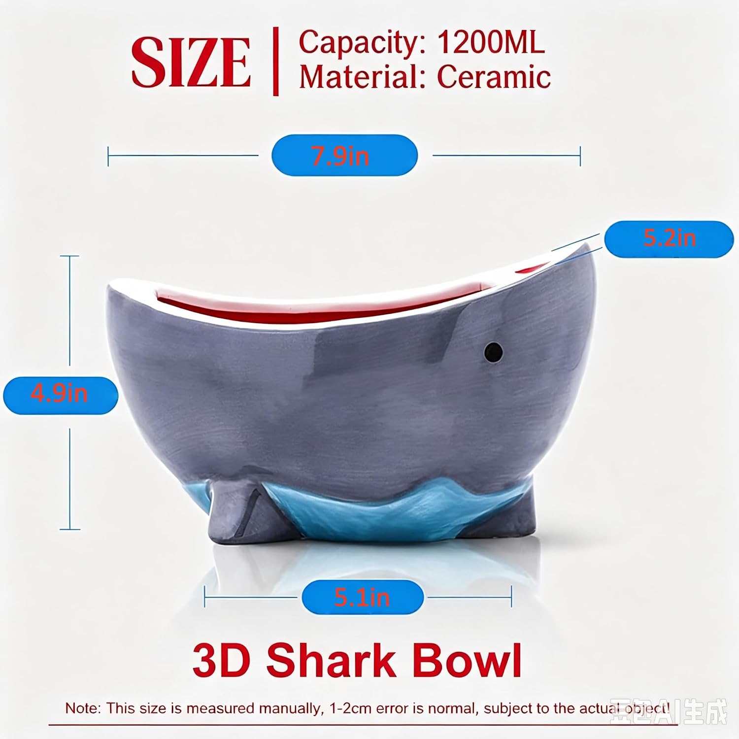 Shark Bowl Shark Zoo Pals Plates，Sushi Dishes ，Toilet Ramen Bowl Set–Unique Ceramic Popcorn Fruit Bowl For Kitchen Counter Candy Dish Party Decorations Decor, Birthday Gift