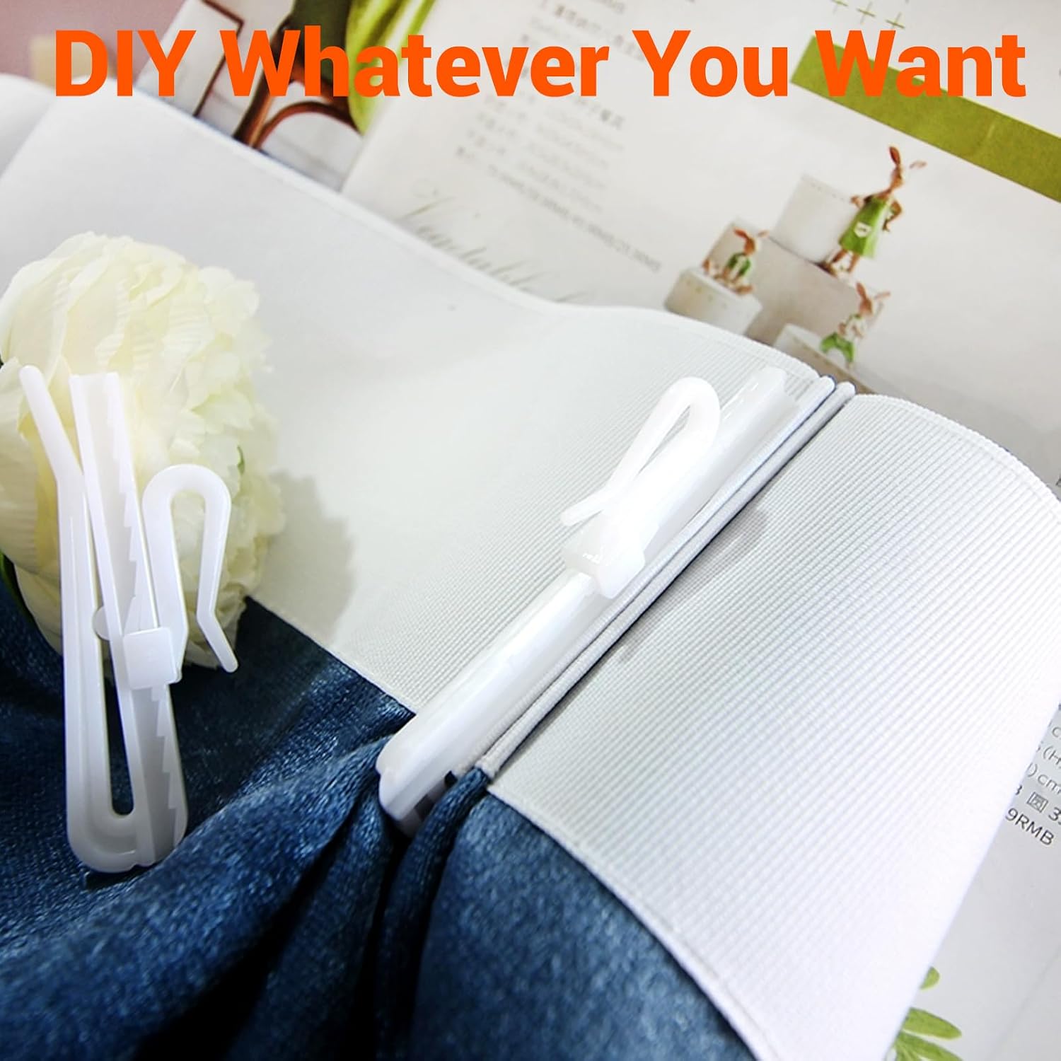 Plastic Curtain Hooks, Adjustable Pinch Pleat Hooks, Ratchet System Pinch Pleat Curtain Hooks for Window Curtain, Door Curtain and Shower Curtain (30PCS)