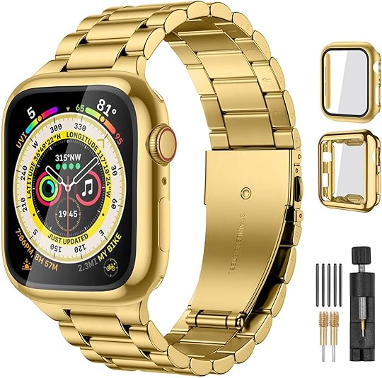 Lerobo Compatible for Apple Watch Band Ultra 49mm 44mm 45mm 46mm 42mm 38mm 40mm 41mm, Solid Stainless Steel Metal Band with 2 Pack Protective Case for iWtach Series 10 9 8 7 6 5 4 3 2 1 SE Men Women