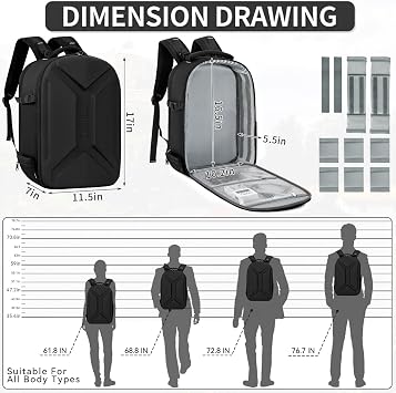 Camera Backpack, Hardshell DSLR/SLR/Mirrorless Photography Camera Bag with Rain Cover, Waterproof Hard Shell Camera Case with Tripod Holder & 15.6 Laptop Compartment Compatible with Canon/Nikon/Sony