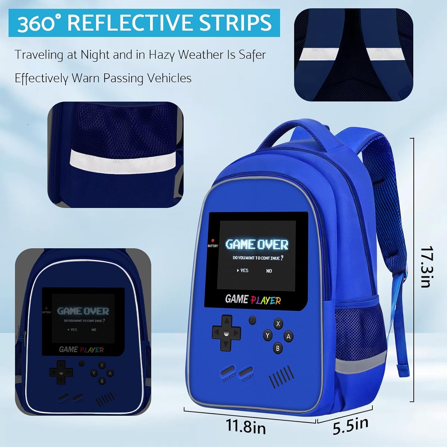 School Backpack For Boys - Gamer Boys Backpack For Kids Children Teens Elementary Middle School - Ages 6-18,17″ - Image 3