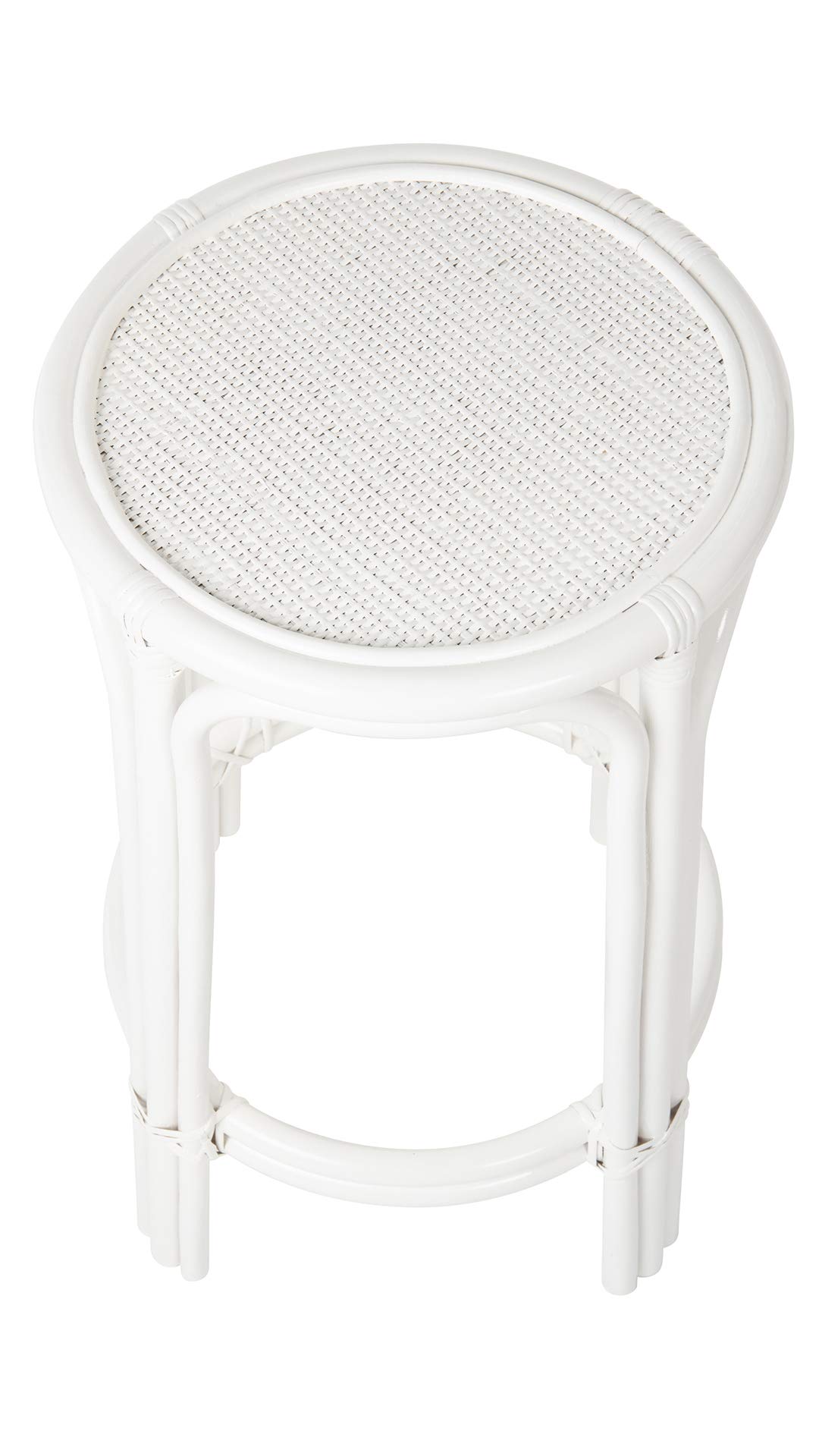 Kouboo Rattan Lattice Backless, White Kitchen Counter Stool, Height (1110192)