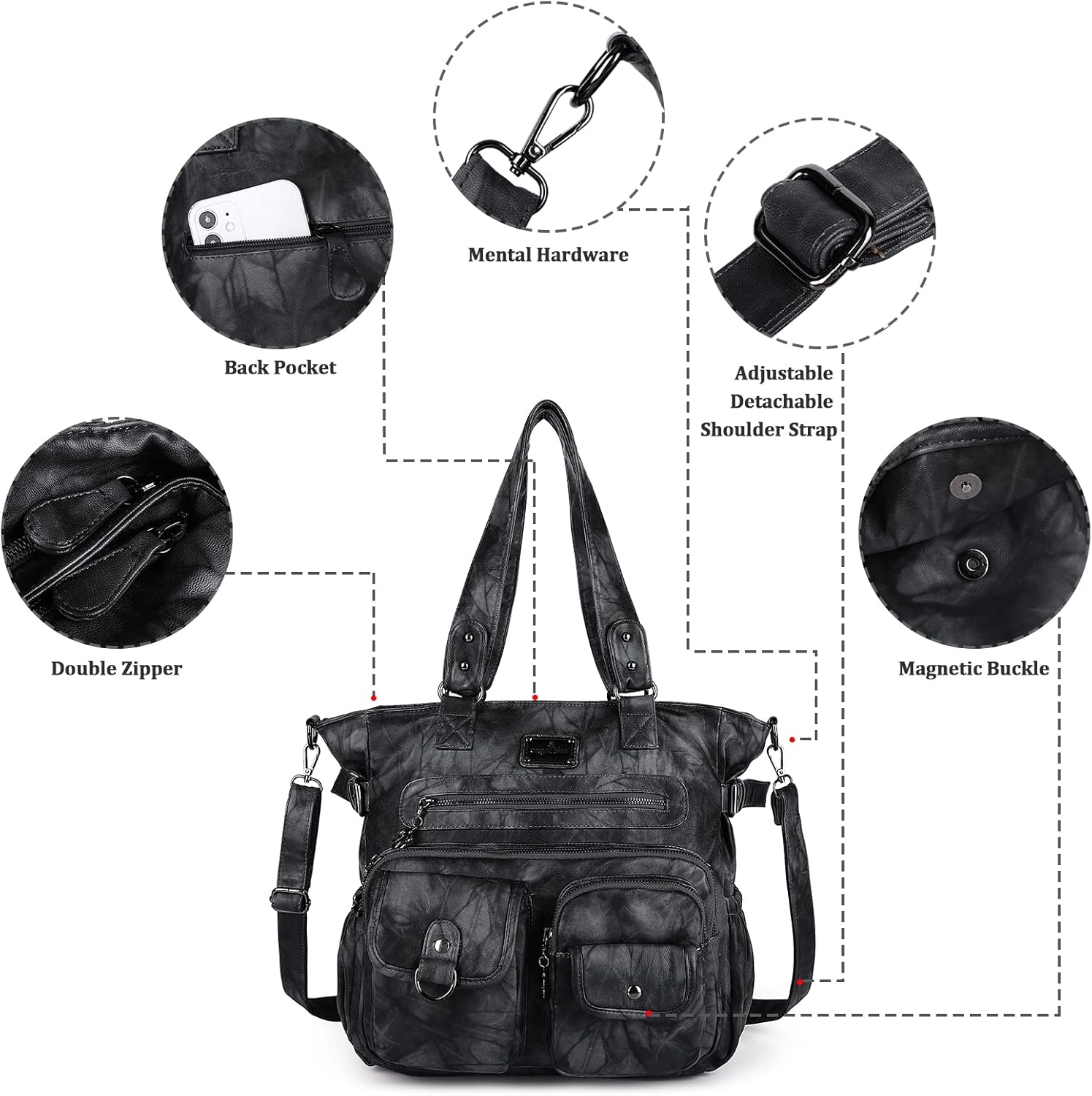 Angelkiss Purses and Handbag for Women Soft Leather Hobo Bags Satchel Shoulder Bags Ladies Tote Crossbody Bag | Purses, Handbag, Soft Leather, Ladies, Purses, Handbag - Image 7