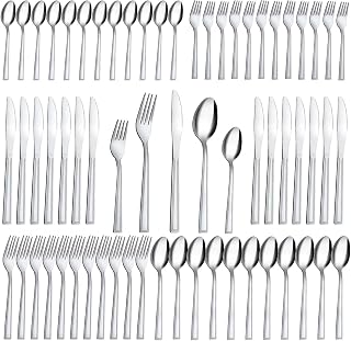 Hunnycook 60-Piece Silverware Set - Stainless Steel Silverware Set for 12, Include Fork Knife Spoon Set, Mirror Polished, Dishwasher Safe, Cutlery Set for Home Kitchen Restaurant