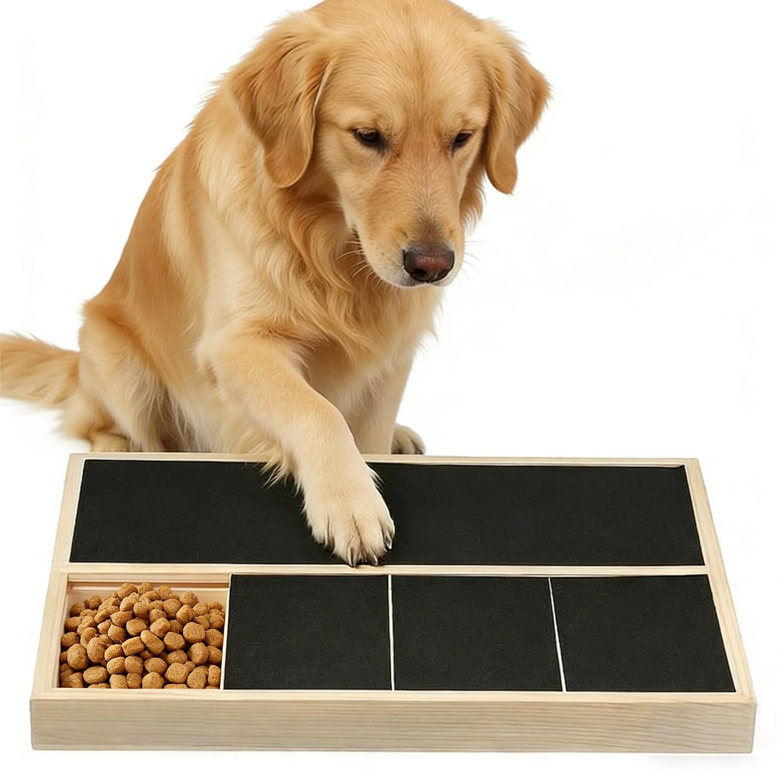 Dog Scratch Board for Nails, Dog Nail Scratchboard with Built-in Snack Box Multifunctional Wooden Dog Nail File Board Stress Free