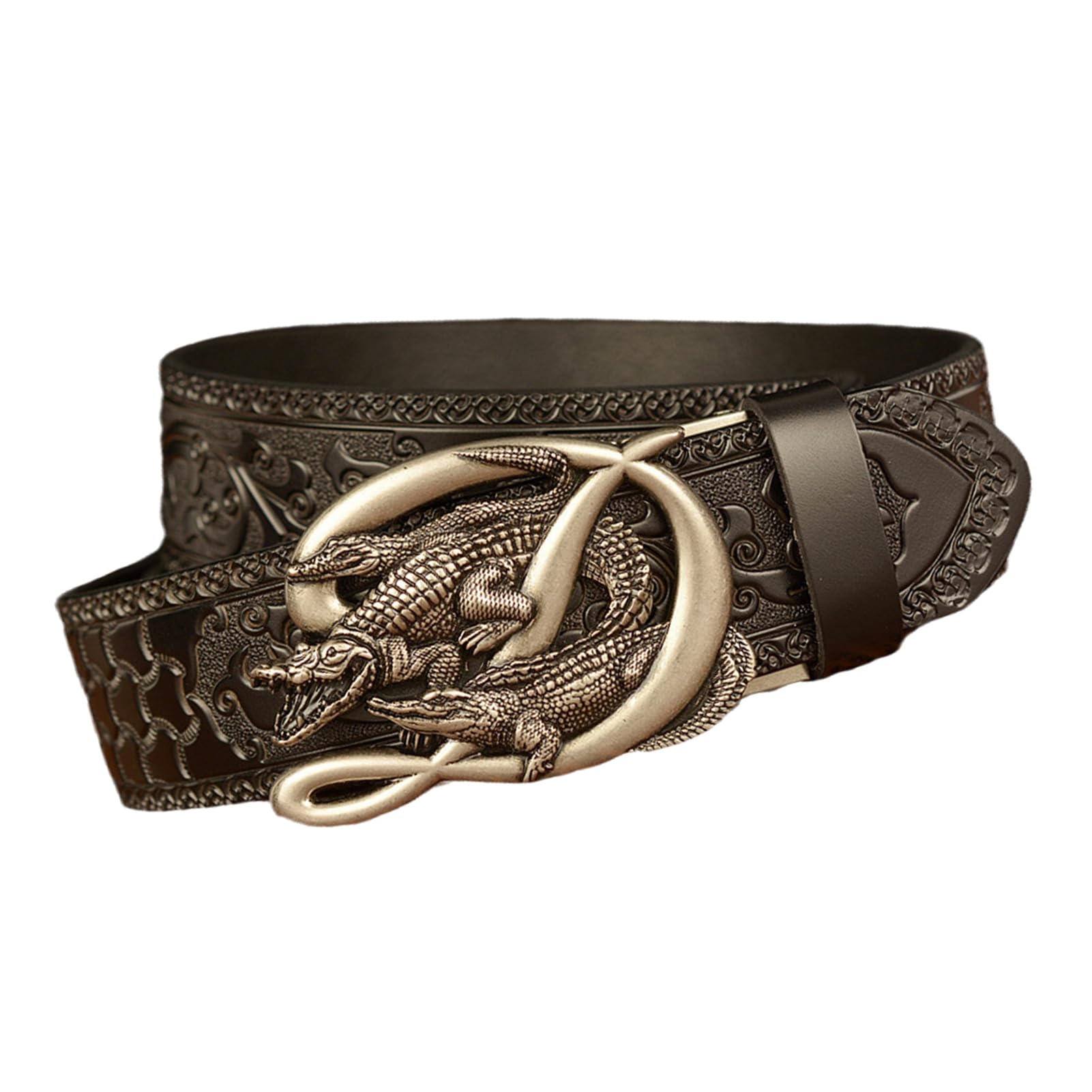 Cinturón De Cuero Con Trinquete Deslizante, Hebilla Automática Ajustable, Cinturón Clásico For Jeans Ocio, Cintura 125 Cm/42 "~ 44", Negro