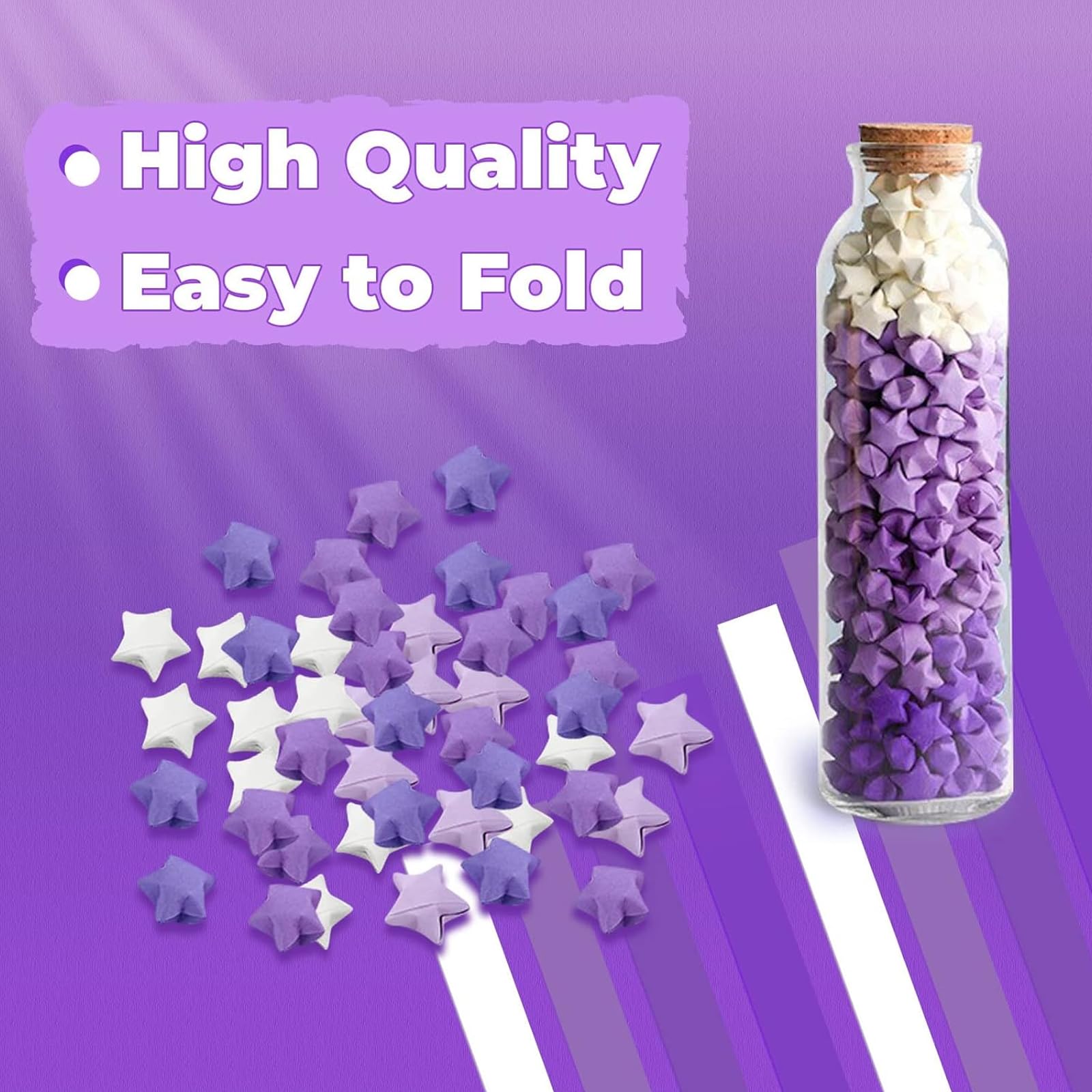 Lote de 1350 tiras de papel en forma de estrella, 7 enteros de constelaciones impresas,Tiras de papel origami,Tiras de papel de la suerte (Purple, 1350pcs)