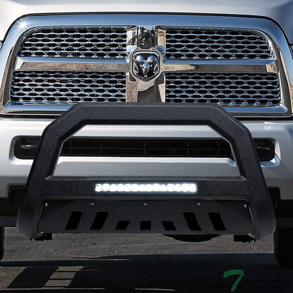 7422439297296 Compatible with 2010-2018 Dodge Ram 2500/3500 Textured Black AVT Style Aluminum LED Light Bull Bar Guard with Skid Plate