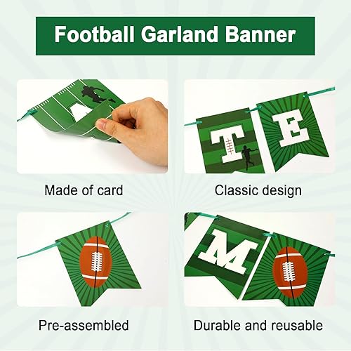 Miniatura 3 de Letrero de decoración de fútbol para porche, cartel colgante de bienvenida para puerta temática deportiva, fiesta, juego, festival, suministros de