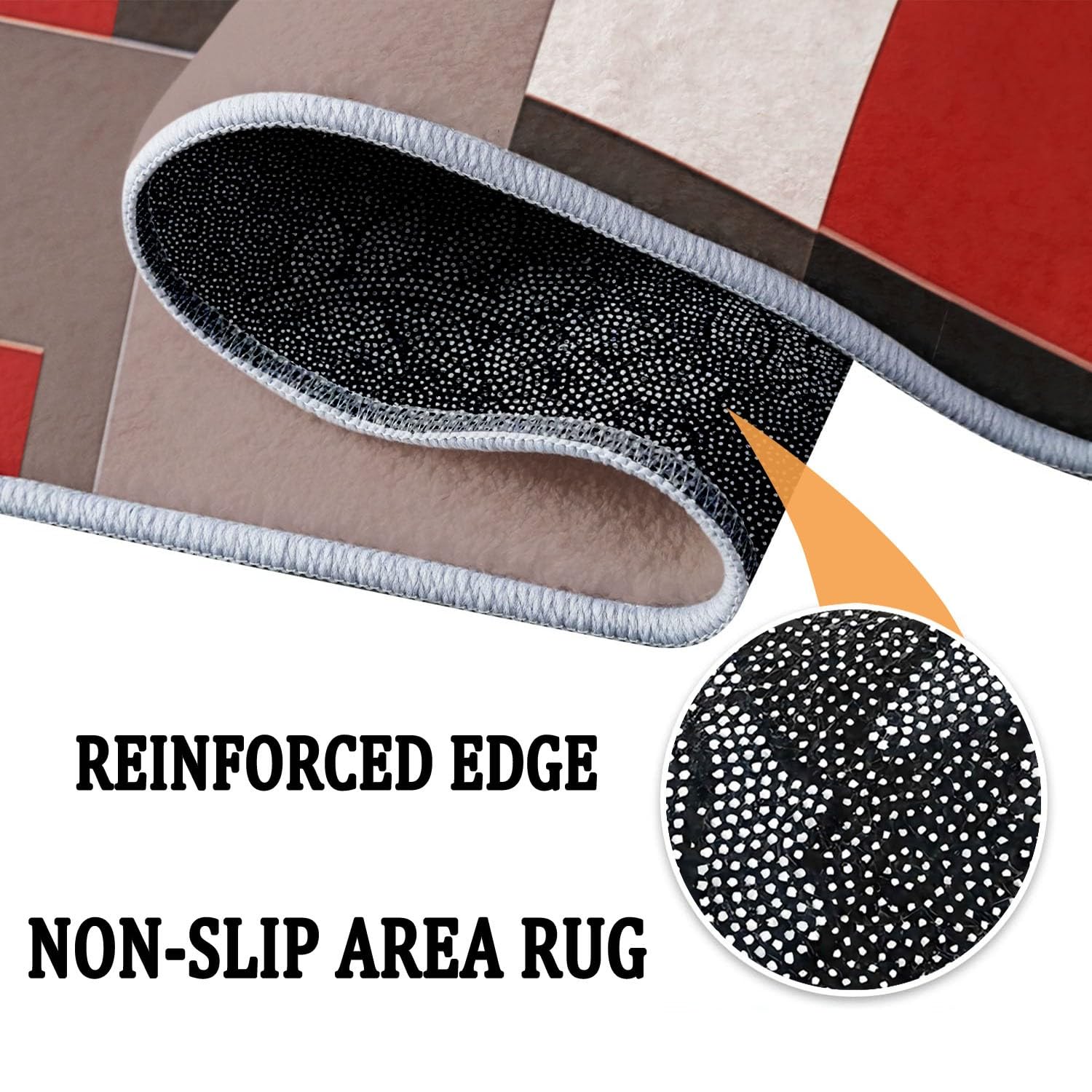 Tapis Rond Motif géométrique Minimaliste Rouge et Noir Tapis de Chambre 120 cm (Round) Adulte Doux Machine pour Salon Antidérapant Imprimé pour Salle à Manger, Chambre d’Enfant Nurserie Rouge Noir