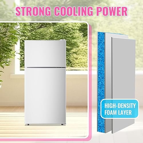 Miniatura 6 de Mini refrigerador retro con congelador, refrigerador pequeño de doble puerta tamaño apartamento con bandeja para huevos, refrigerador dormitorio con