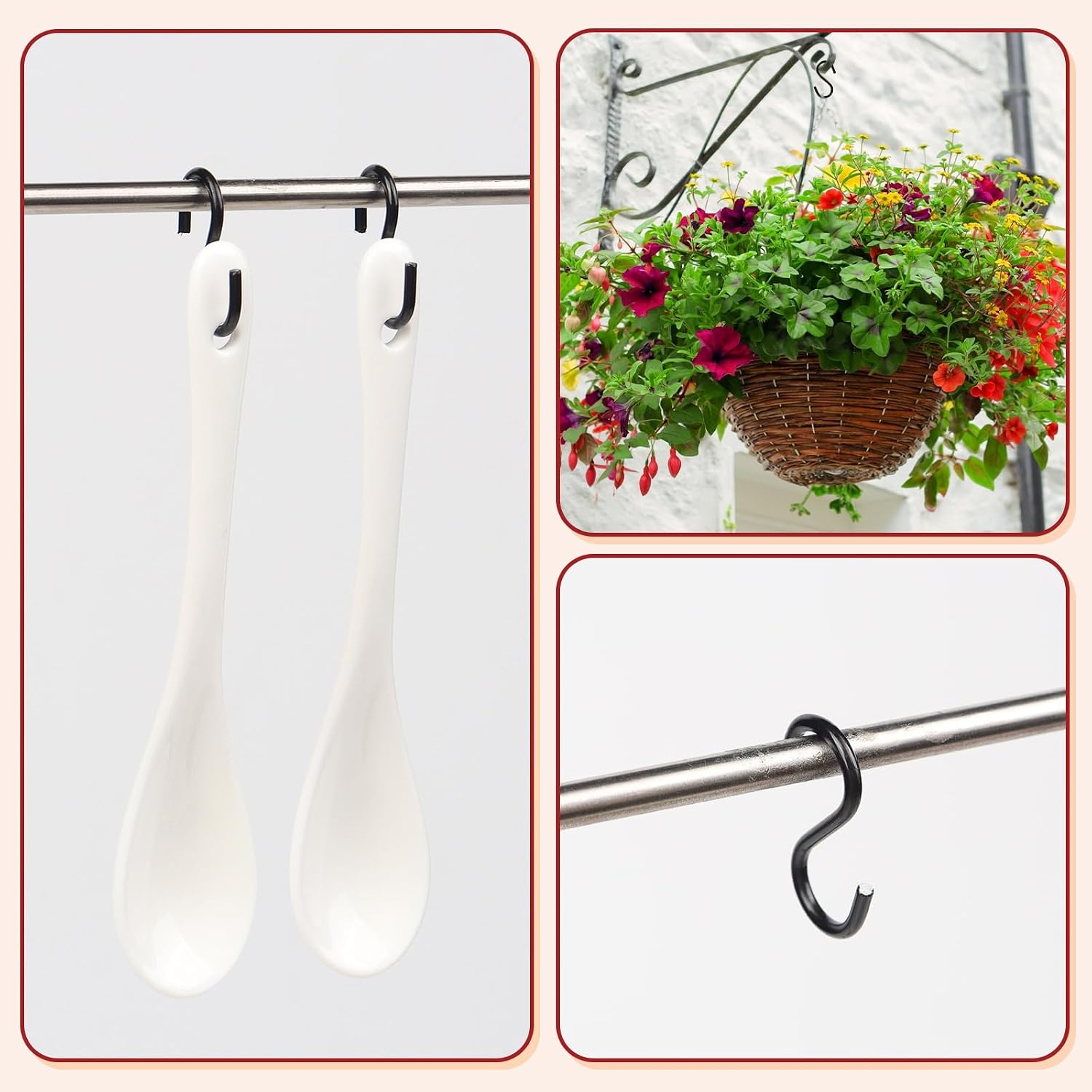 100PCS 1 Inch S Hook, Mini S Hook for Displaying Keychains on Racks, S Shaped Small Hooks for Ornaments, DIY Crafts, Hardware Wooden Signs Planters, Black image 3