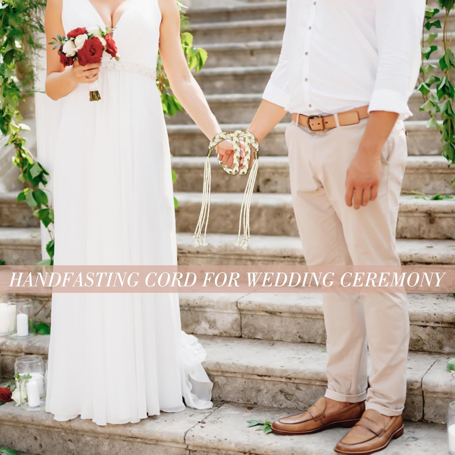 Handfasting Cord for Wedding - LIKEYO Handfasting Cord Wedding Cord, Gold Wedding Rope, Traditional Celtic Pattern Handfasting Ribbon for Wedding Ceremony