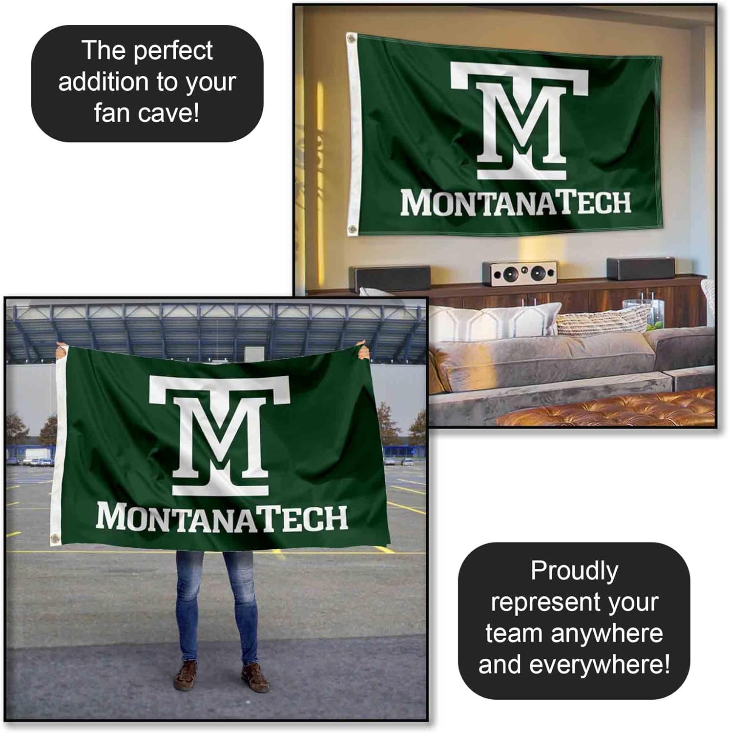 College Flags & Banners Co. Montana Tech Diggers Wordmark Logo 3x5 Grommet Flag