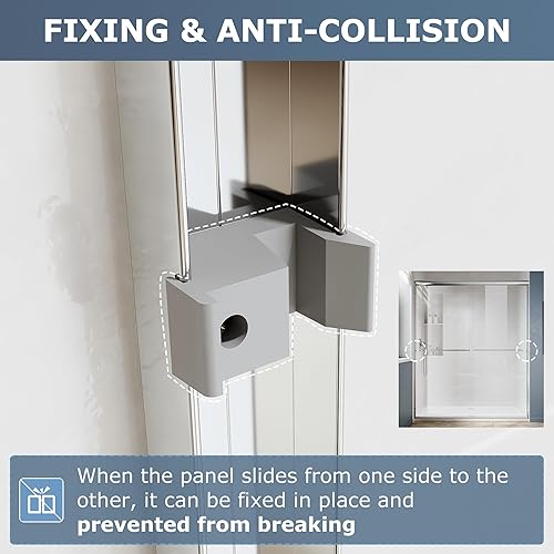 Miniatura 49 de SUNNY SHOWER B020, puertas de regadera deslizantes sin marco (56 - 60 x 72 pulgadas), cristal de 1/4 pulgada, acabado cromo