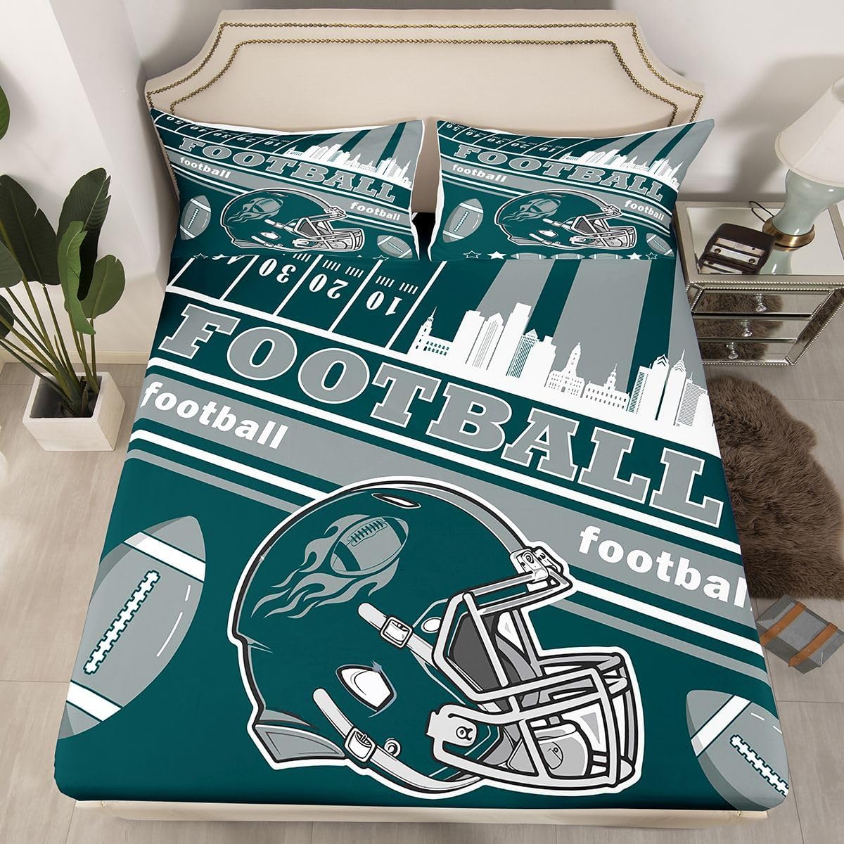Feelyou Football Bed Sheets Set Full Size Boys Women Men City Rugby Sports image 4