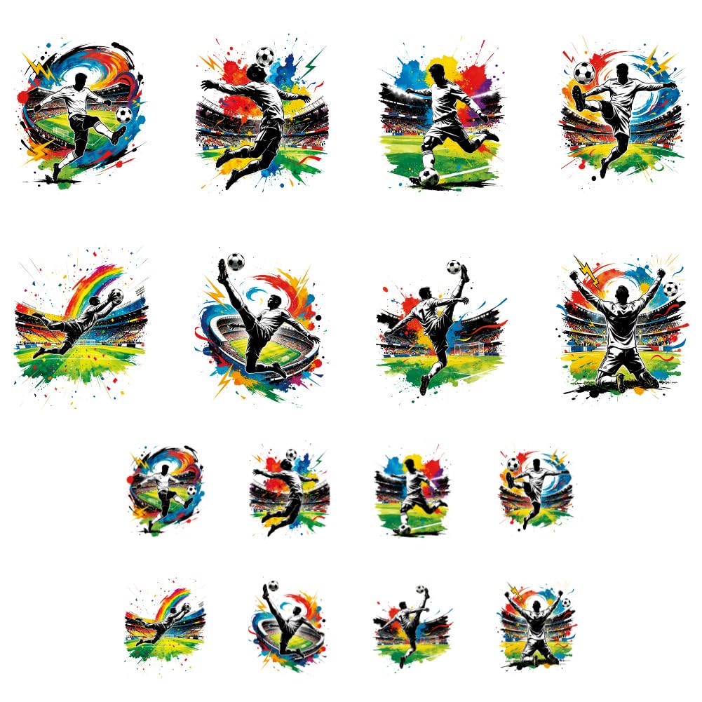 ANATTASOUL 16 Sheets Iron on Transfers for T-Shirts Football Player DTF Transfers Ready to Press, Washable Vinyl Heat Press Iron on Patches for Women Clothing Hat Bag Pillow DIY Crafts Gifts