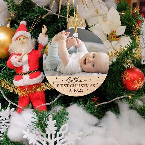 Miniatura 7 de Adorno personalizado para fotos de Navidad de perro 2023, adorno de perro de mi primera Navidad, marco de fotos, adornos para el primer árbol de