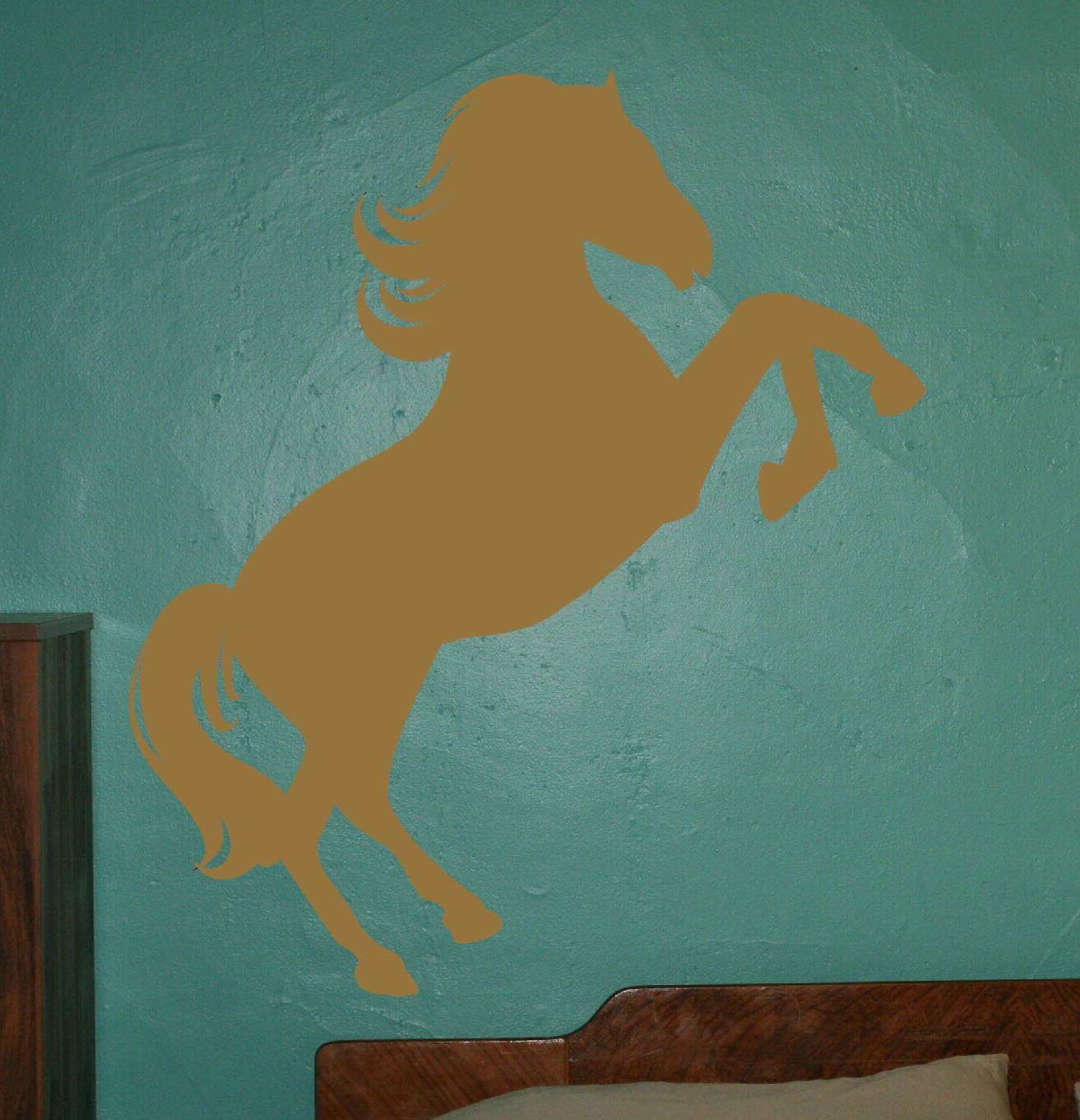 Wall Decor Plus More WDPM2854 Jumping Horse Silhouette Western Wall Decal Vinyl Sticker, 28 x 24-Inch, Tan