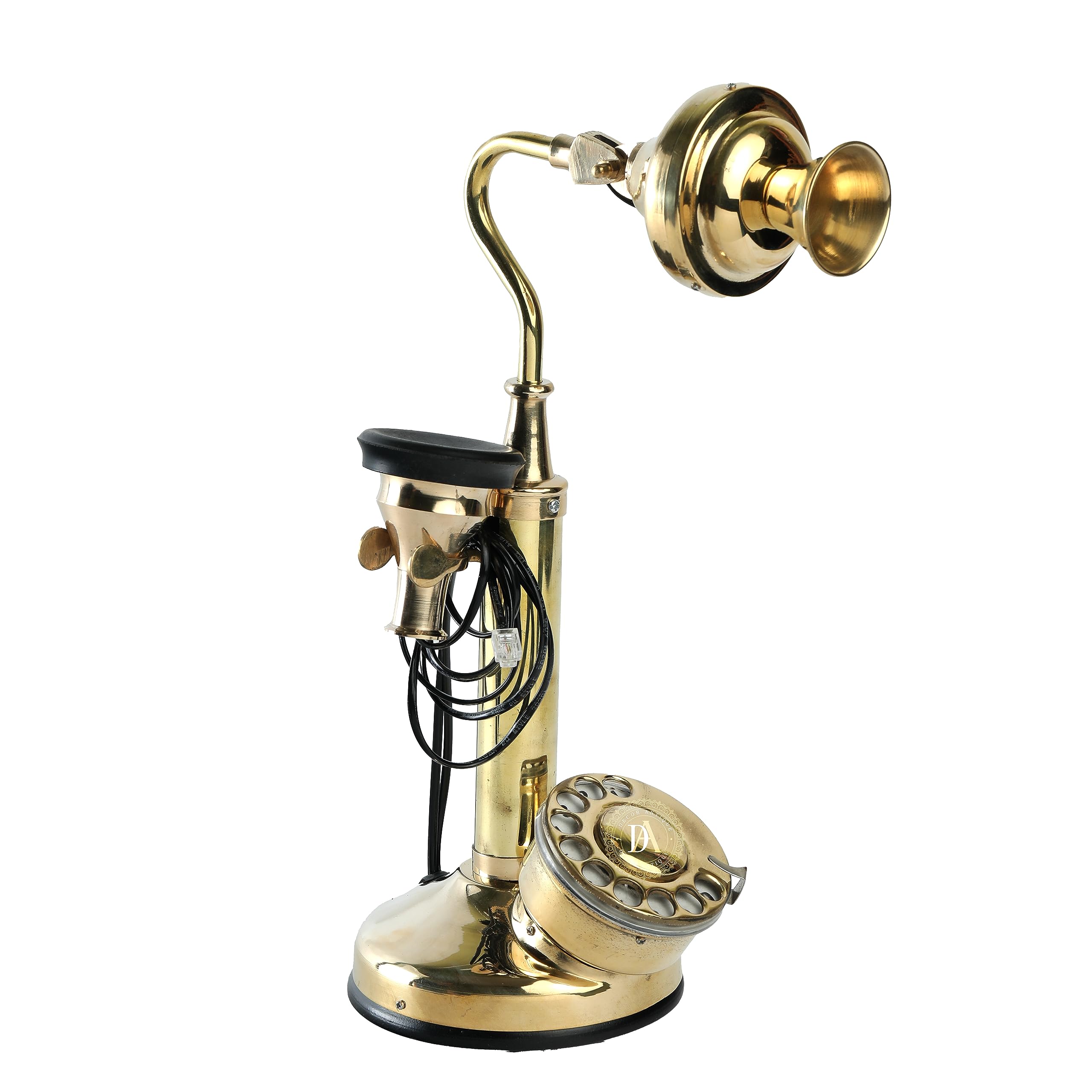 Brass Antique Look Candlestick Rotary Dial Telephone/Antique Phone/Old Phone/Retro Phone/Rotary Phone/Old Telephone/Vintage Phone/Vintage Telephone / 50s Phone/Antique landline Phone-image-30