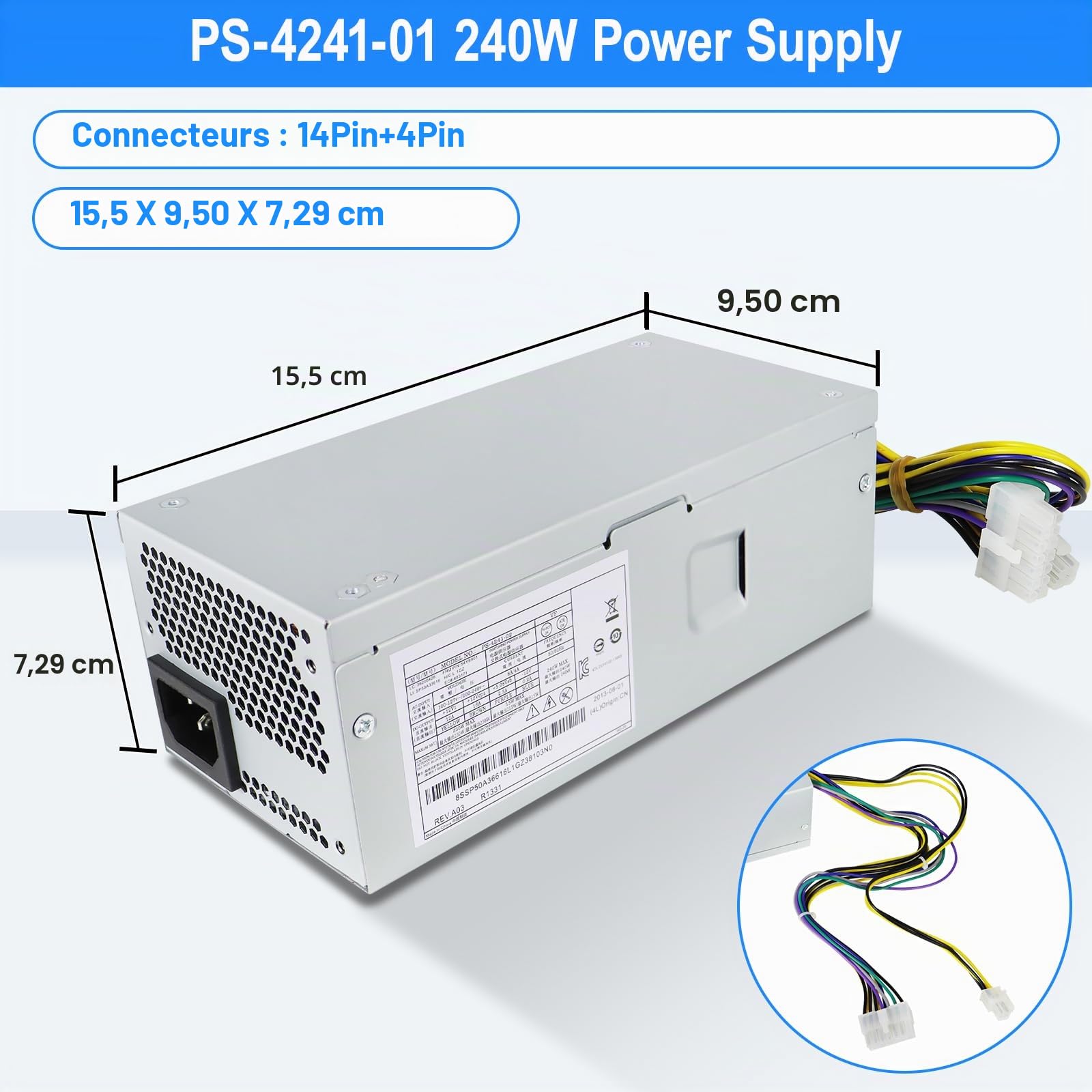 S-Union Bloc d'alimentation de rechange PS-4241-01 240 W compatible avec Lenovo Edge 92 93 ThinkCentre M73 M78 M82 M83 M92 M93 ThinkStation E31 SFF 54Y8849 PS-4241-02 54Y8901