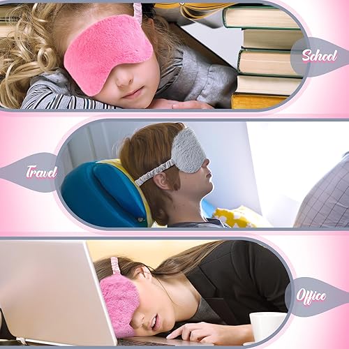 Vista 11 de Cuffbow 6 piezas de antifaz de felpa para dormir, de seda, para dormir, linda máscara de sueño, mullida, cómoda, para dormir, para viajes, fiestas