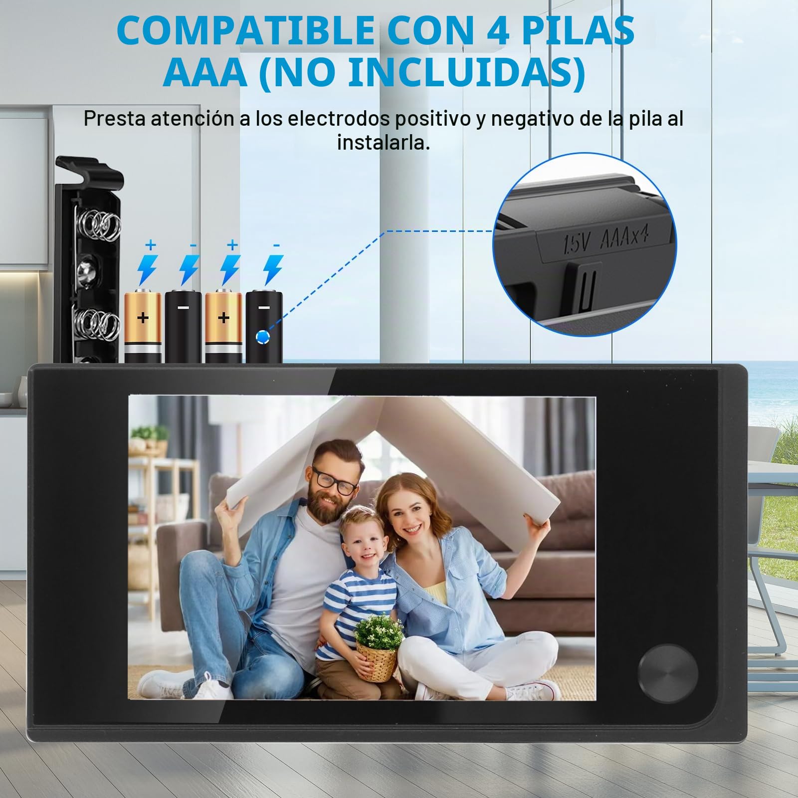 Nikou 3.5 pulgadas 120 grados gran angular electrónico ojo de gato, timbre digital LCD puerta electrónica mirilla mirilla de baja potencia (negro)