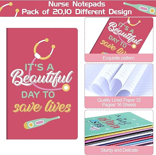 Miniatura 3 de Zonon 20 cuadernos de enfermera, mini cuadernos de bolsillo pequeños, regalos de enfermería, suministros de oficina, regalos para apreciar,