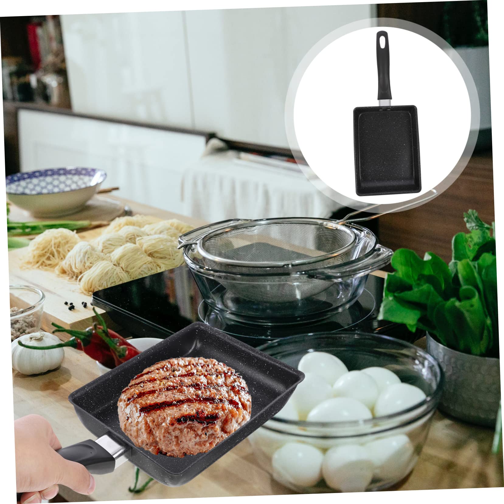 Japońska patelnia do omletów Mała patelnia Nonstick Nonstick Naczynia do pieczenia Nonstick Dosa Pan Japońska kwadratowa patelnia Kwadratowa patelnia do naleśników Kwadratowa patelnia do steków Niep