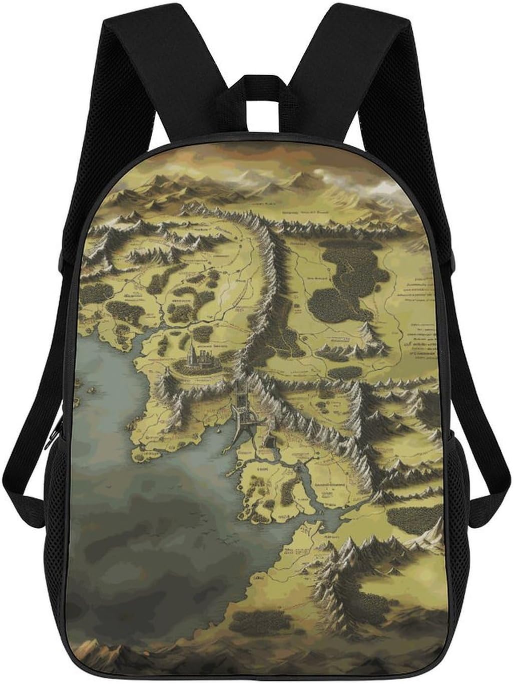 Middle Earth Map 17 Inch Backpack for Women, Waterproof Laptop Bagpack for Men, Expandable Anti-Theft Business Backpack, Large Travel Bag for College, Work, Trip