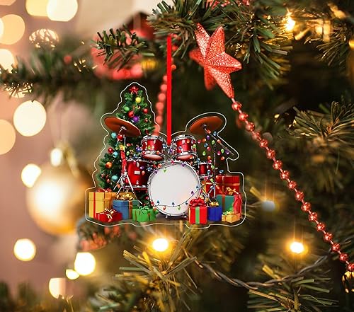Miniatura 2 de FLYAB Tambores Adornos de Navidad, adornos para árbol de Navidad, instrumentos musicales, adornos musicales para hombres, amantes de los tambores de
