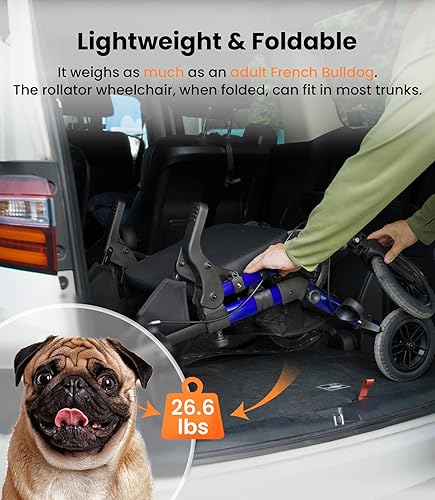 Miniatura 5 de VOCIC Combo de andador para silla de ruedas, andadores 2 en 1 para personas mayores con asiento, combo de silla de transporte con asiento acolchado,