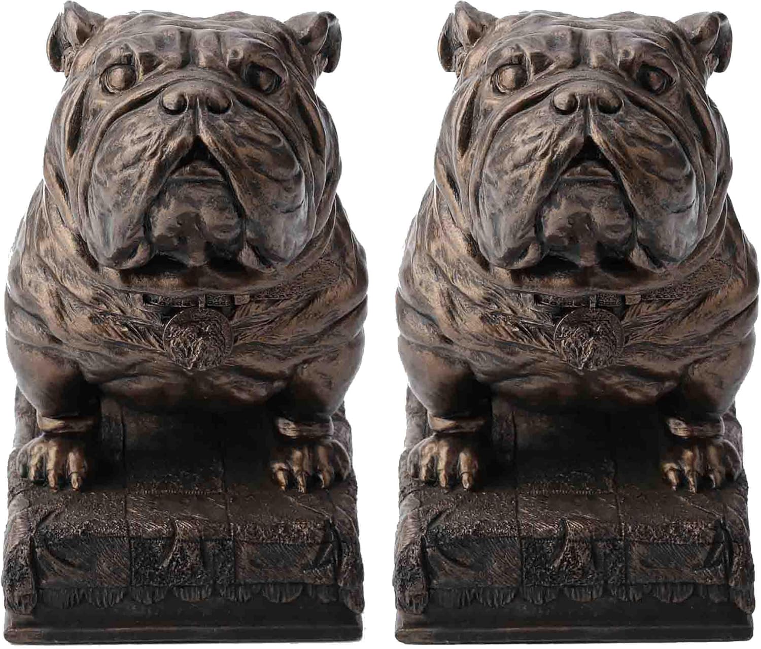 Veronese Design 5 7/8 Inch British Bulldog Bookends Resin Sculpture Bookends Hand Painted Bronze Finish Desktop Organizer