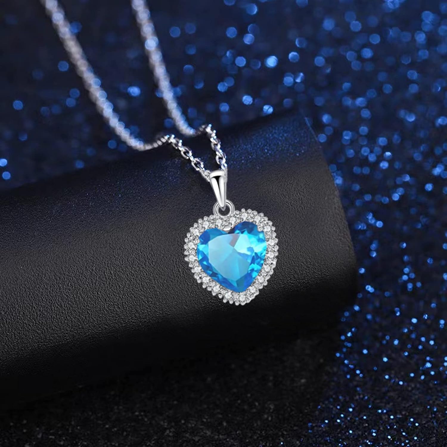 VONSSY Classic Heart Pendant Gemstone Necklace | Crystal Cubic Zirconia Birthstone Ruby Emerald Sapphire Necklace| 18K Platinum Gold Plated Chain | Vintage Meaningful Jewelry Gift for Mother Wife