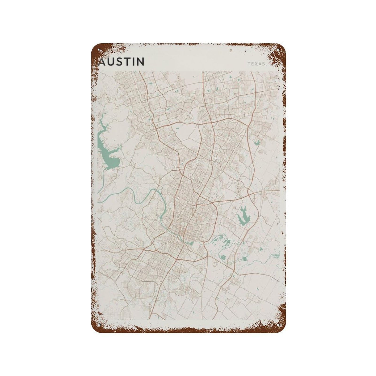 xiaoxiaoshen Austin Map Street Texas (2) Wall Decor Art Metal Tin Poster Modern Home Decor Art Home Bar Shop Decorations Vintage Sign 30x20cm