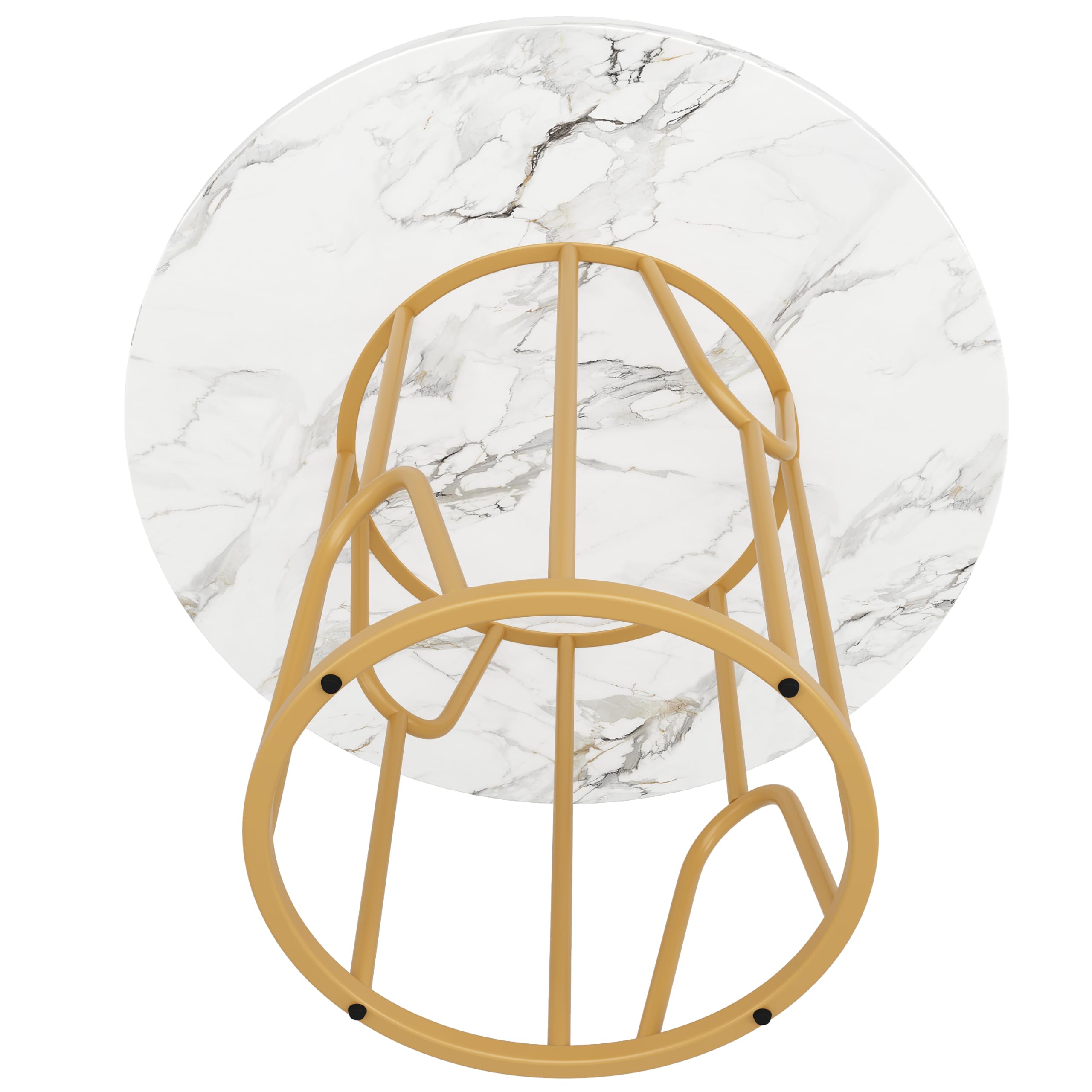 Okrągły stół do jadalni 80 x 80 x 76 cm marmurowy blat MDF regulowany złoty nogi idealny dla 4-6 osób eleganckie meble kuchenne i salon nowoczesny design złote akcenty