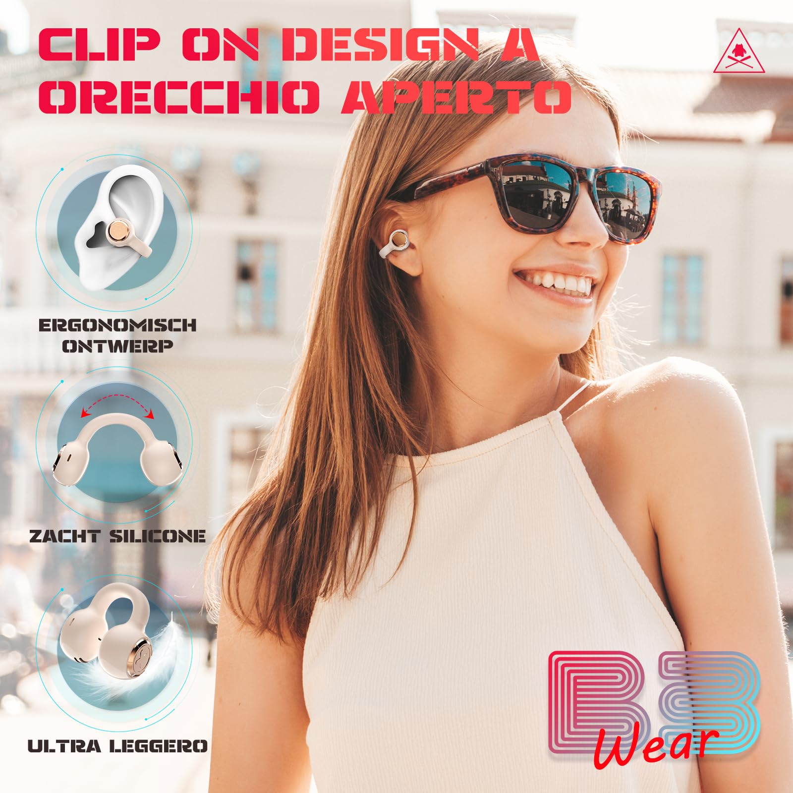 ZOMBIES CAT Cuffie Bluetooth Open Ear Auricolari Bluetooth 5.3 60H Playback cuffie sport stereo con bassi profondi Effetti di luce esclusivi cuffie senza filo per iOS Android, B3 Bianco