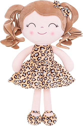 Miniatura 2 de Gloveleya Muñecas de bebé suaves y cómodas para el primer bebé, muñeca de felpa con piel clara y vestido de leopardo, serie animal de 12 pulgadas