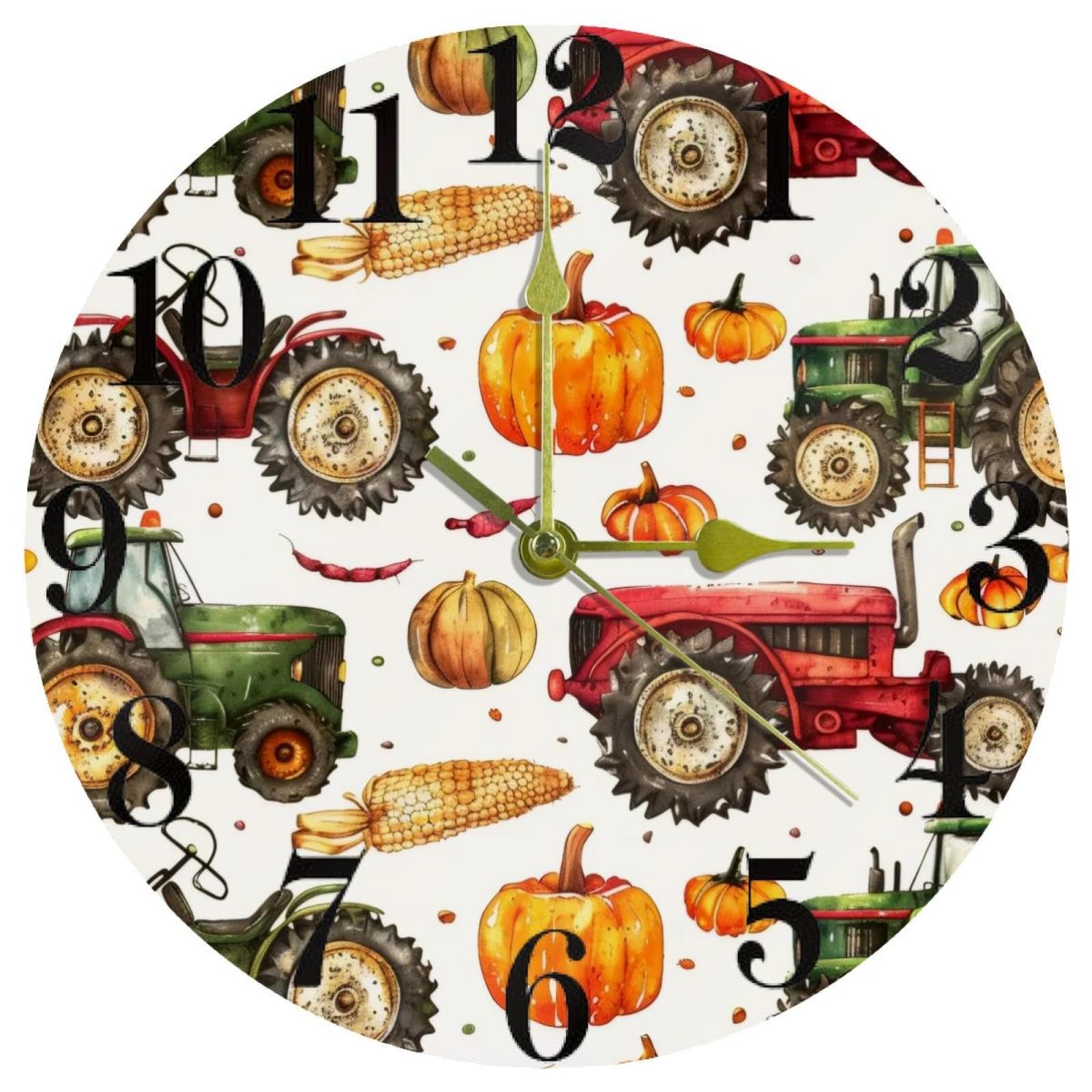 Horloge murale de cuisine style ferme et citrouille décorative ronde