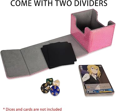 Dmoicols Card Deck Box Holds 100+ Single Lever Cards, Material Card Storage Box with Laser Sparkle Horizontal, MTG Commander Deck Box with 2 Dividers Compatible with TCG CCG Magic (Sparkly Rose Red Point)