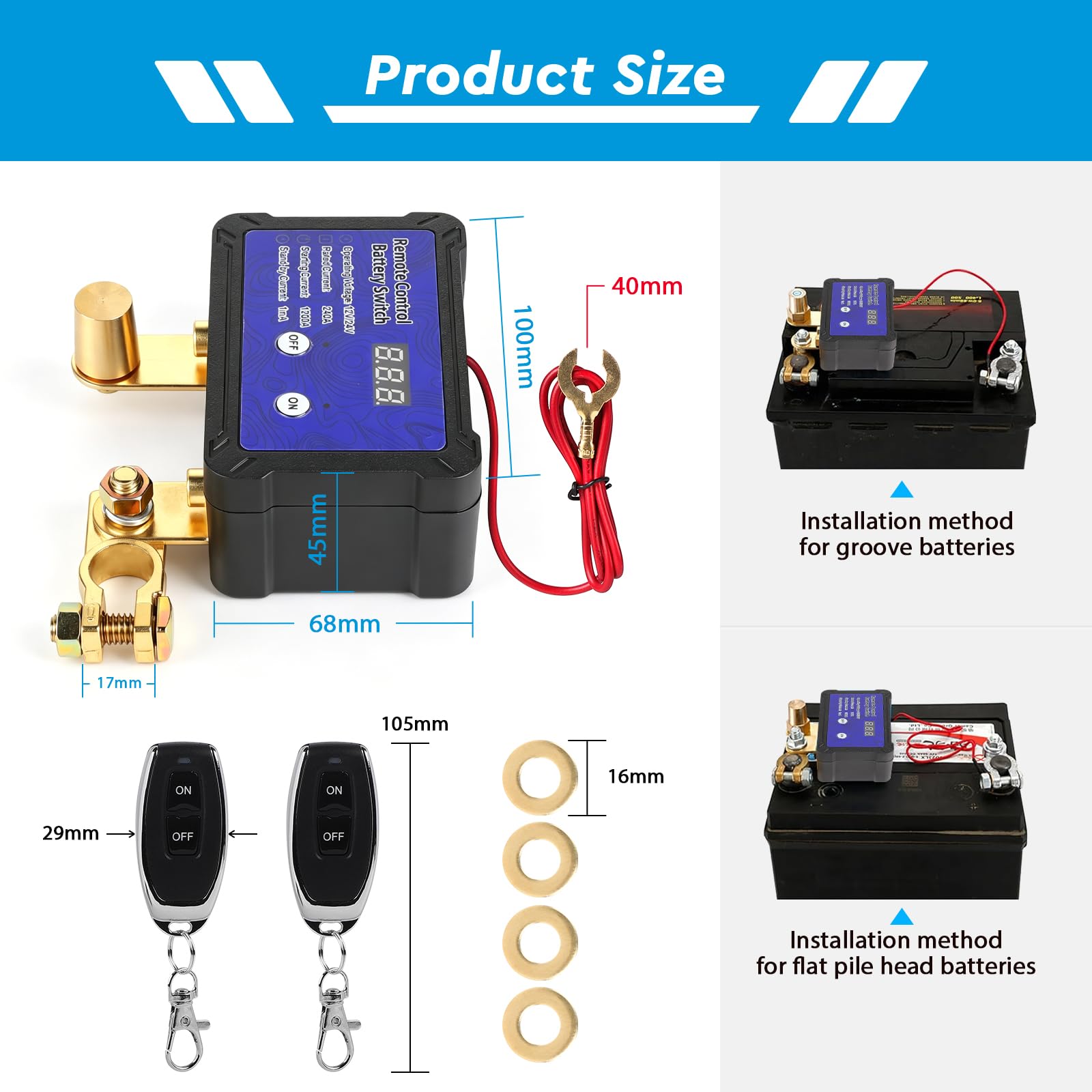 CPROSP Coupe Circuit Batterie 12v avec 2 Télécommandes