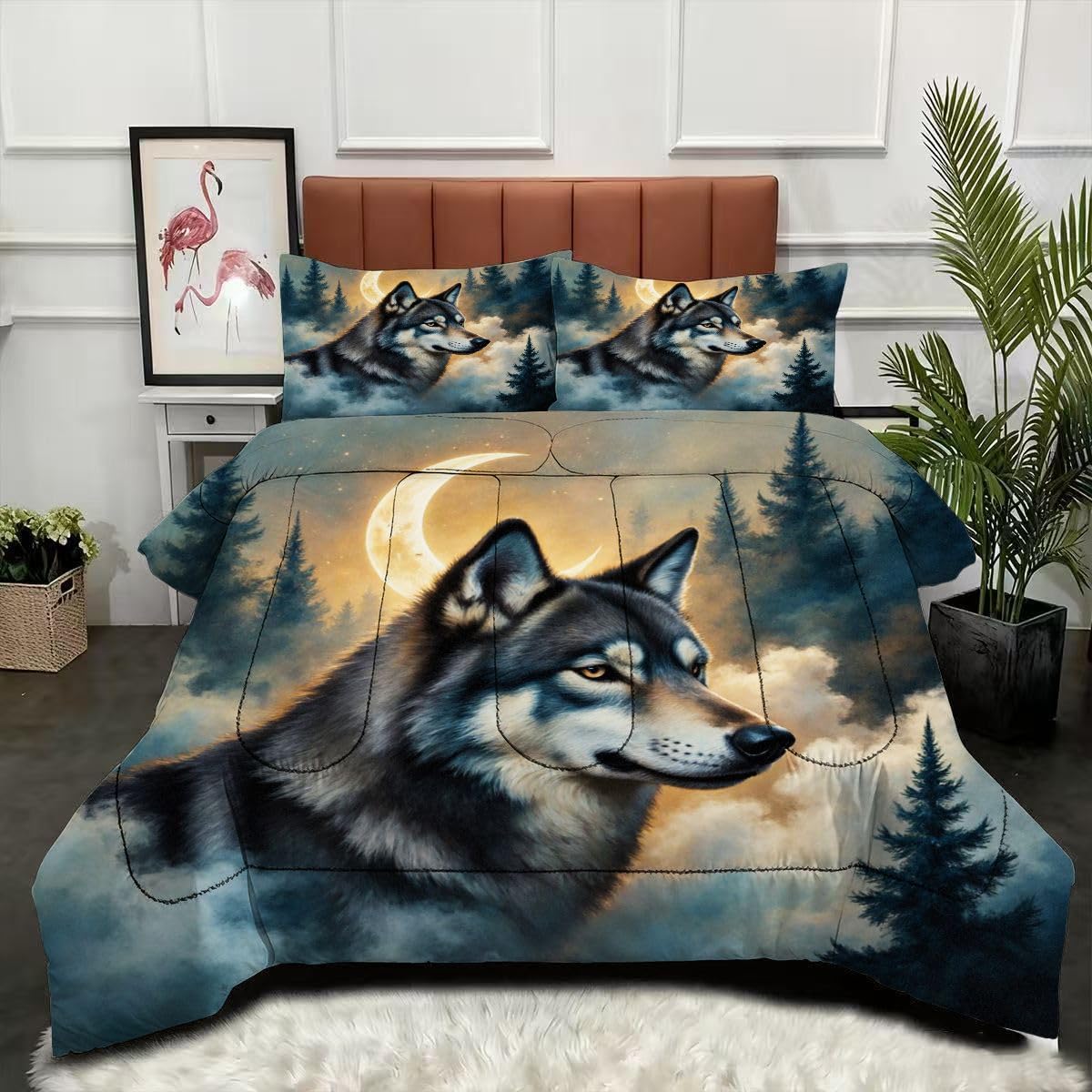 Couette 220 x 240 cm Loup pour lit double pour en finir avec les draps qui glissent