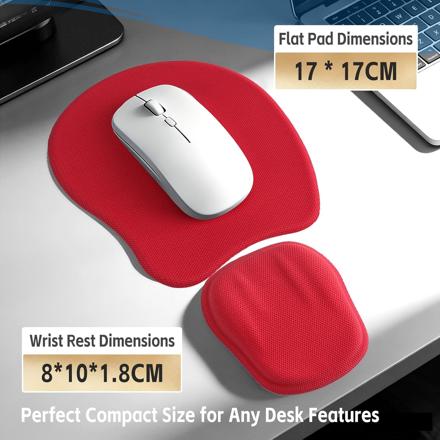 Ergonomic Mouse Pad with Wrist Support, Memory Foam Wrist Rest & Mouse Pad Set, Relieves Wrist Pressure for Comfortable Office & Gaming Use (Crimson Red) - Image 3